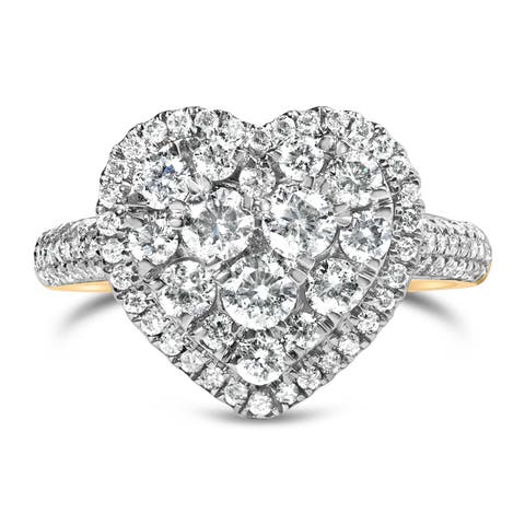 14K Yellow Gold 1 1/2 Cttw Diamond Heart Shaped Composite Ring