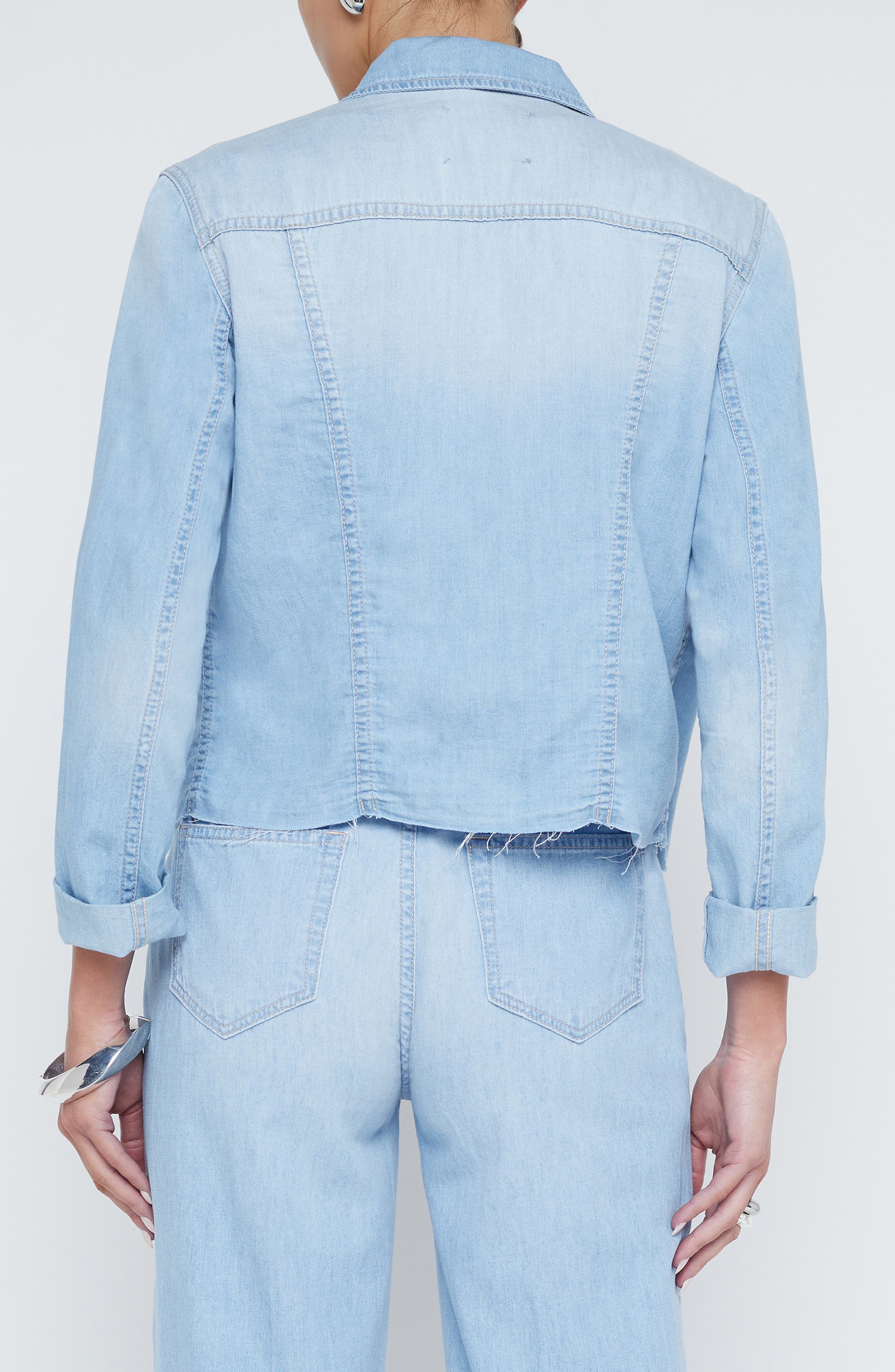 Janelle Raw Hem Cotton Denim Jacket - image 2
