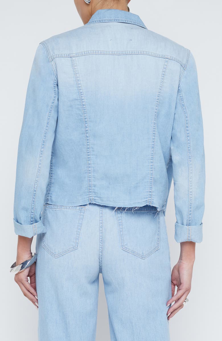 L'AGENCE Janelle Raw Hem Cotton Denim Jacket, Alternate, color, Lozano