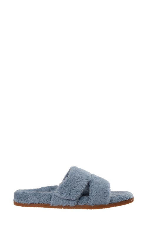 Revitalign Callie High Pile Fleece Slide Slipper In Blue