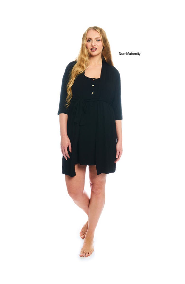 Everly Grey Elia During & After 2-Piece Maternity/Nursing Sleep Set, Alternate, color, Black