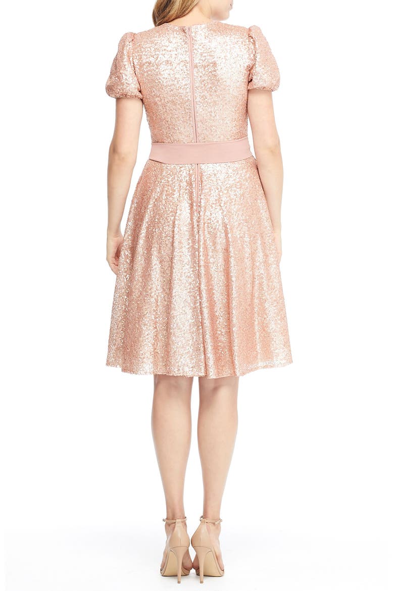 Beatrix Sequin Crush Fit & Flare Dress, Alternate, color, PINK