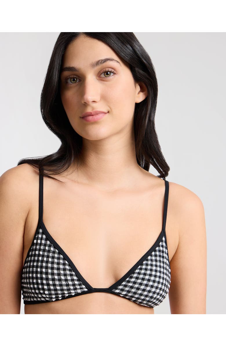Onia Aimee Triangle Bikini Top, Alternate, color, Black/White