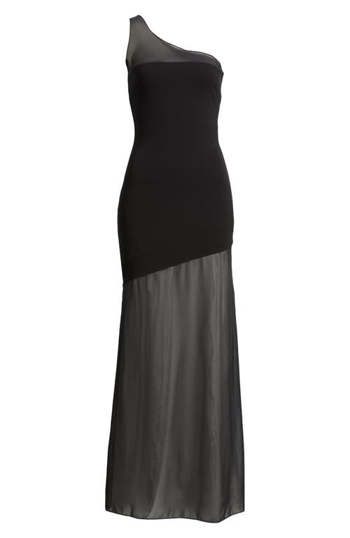 LULUS LULUS ONE-SHOULDER MIXED MEDIA GOWN