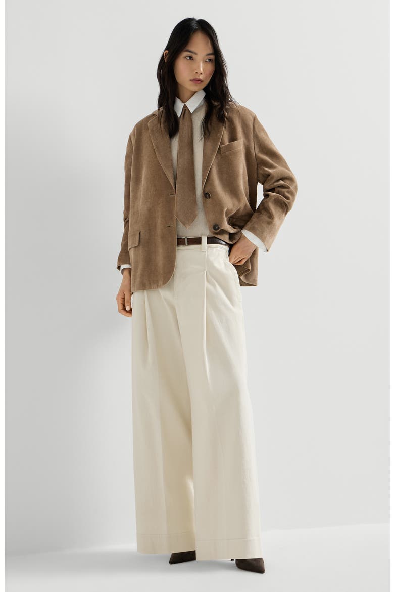 Pleated A-line trousers, Alternate, color, Milk
