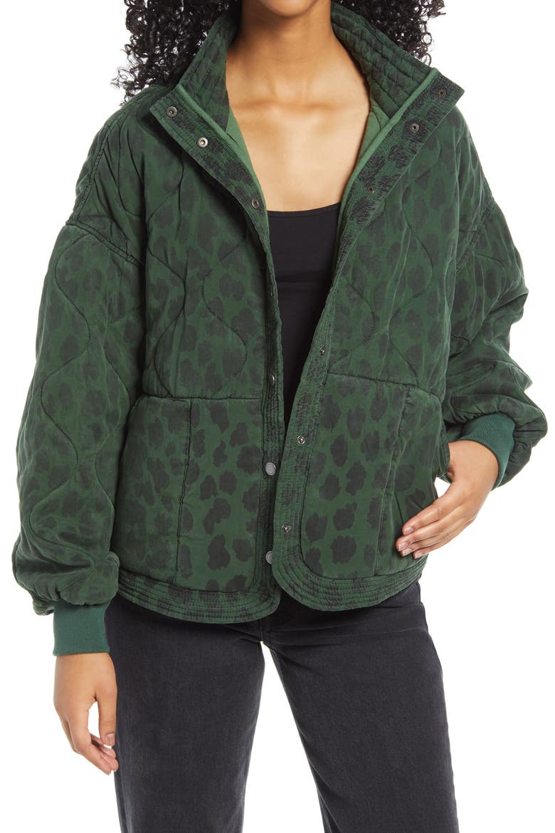 Leopard Print Quilted Jacket, Main, color, ANIMAL INSTINCTS