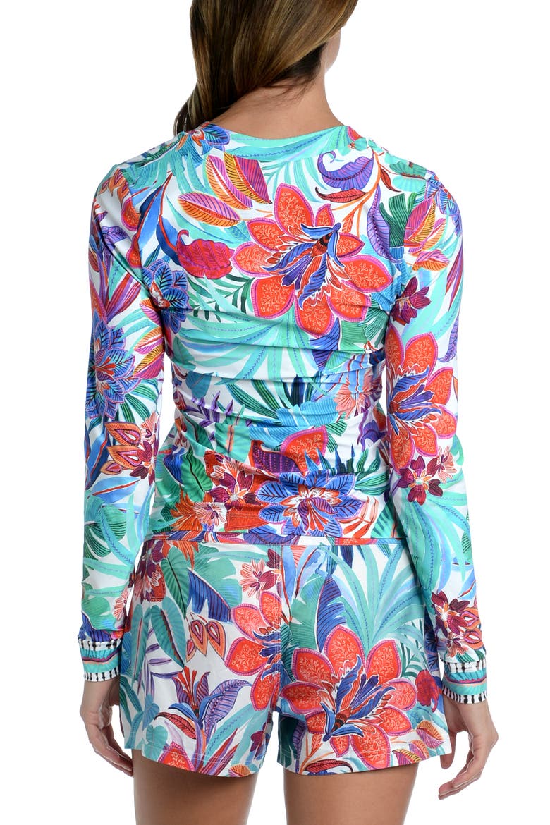 Tropez Floral Print Half-Zip Rashguard, Alternate, color, MULTI