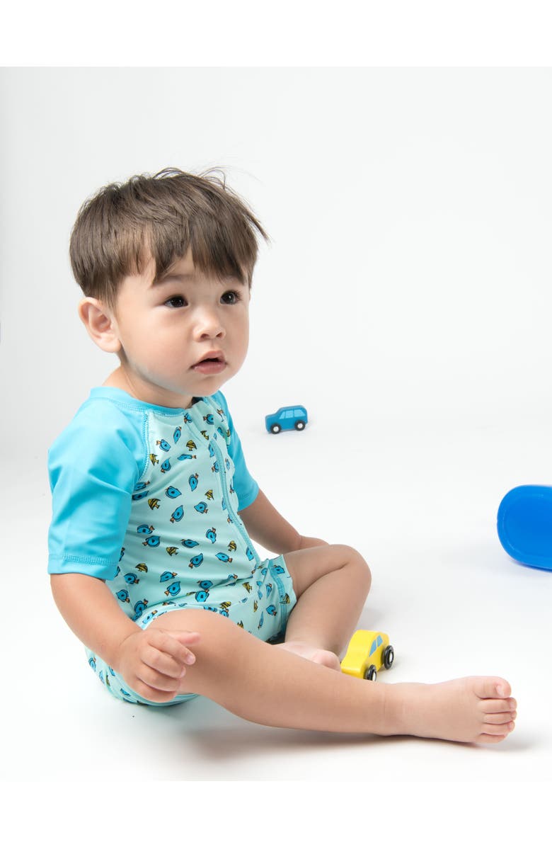 Leveret Baby One-Piece Rashguard, UPF 50+ Sun Protection Swimwear, Alternate, color, Fish