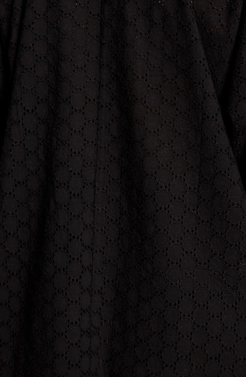 Sanctuary Petal Drop Eyelet Embroidered Button-up Top In Black