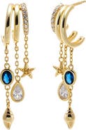 BY ADINA EDEN Star Charm Blue Stone Drop Earring