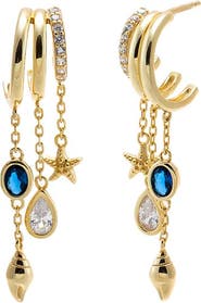 BY ADINA EDEN Star Charm Blue Stone Drop Earring