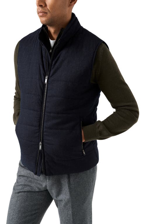 Eton Quilted Wool Vest In Blue