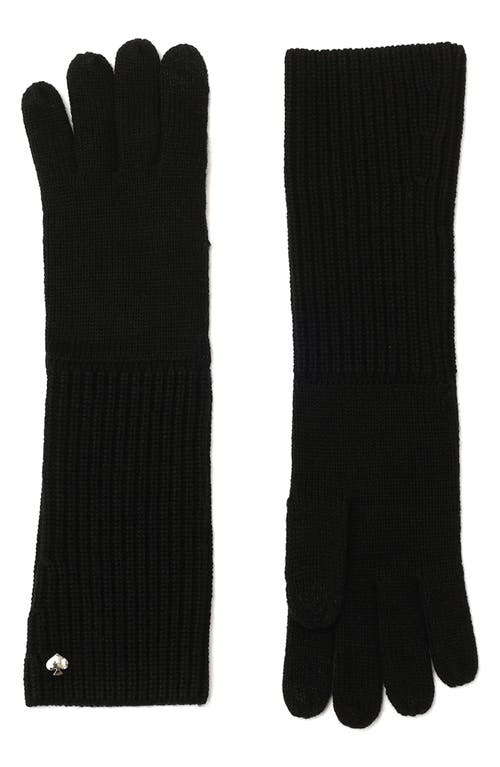 Kate Spade New York Spade Knit Long Gloves In Black