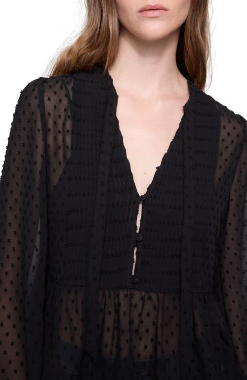 Rebecca Minkoff Sari Pintuck Clip Dot Top In True Black