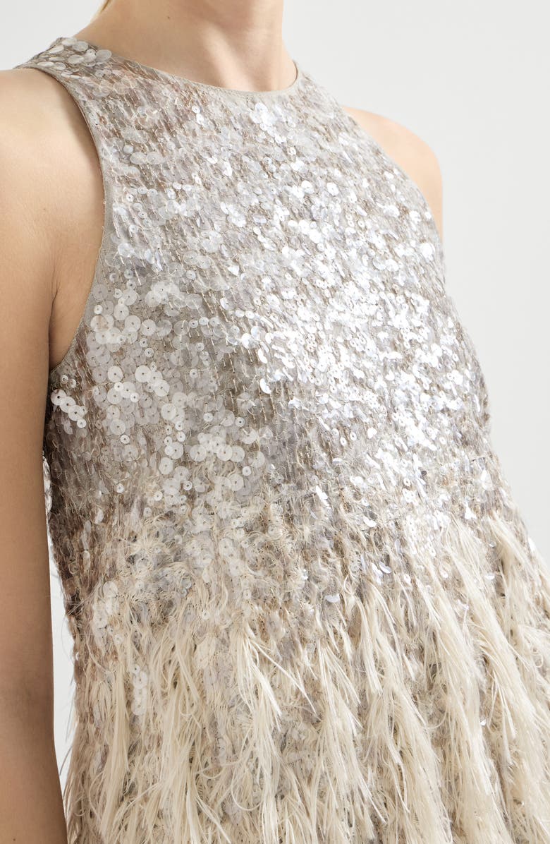 Brunello Cucinelli Dazzling dégradé mini dress, Alternate, color, Grey