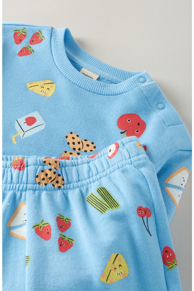 Print Fleece Sweatshirt & Joggers Set, Alternate, color, BLUE COVE HAPPY SNACKS