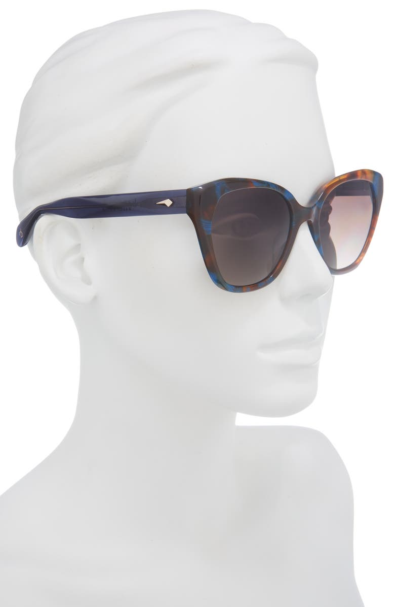 rag & bone 54mm Cat Eye Sunglasses, Alternate, color, Brown Blue Havana