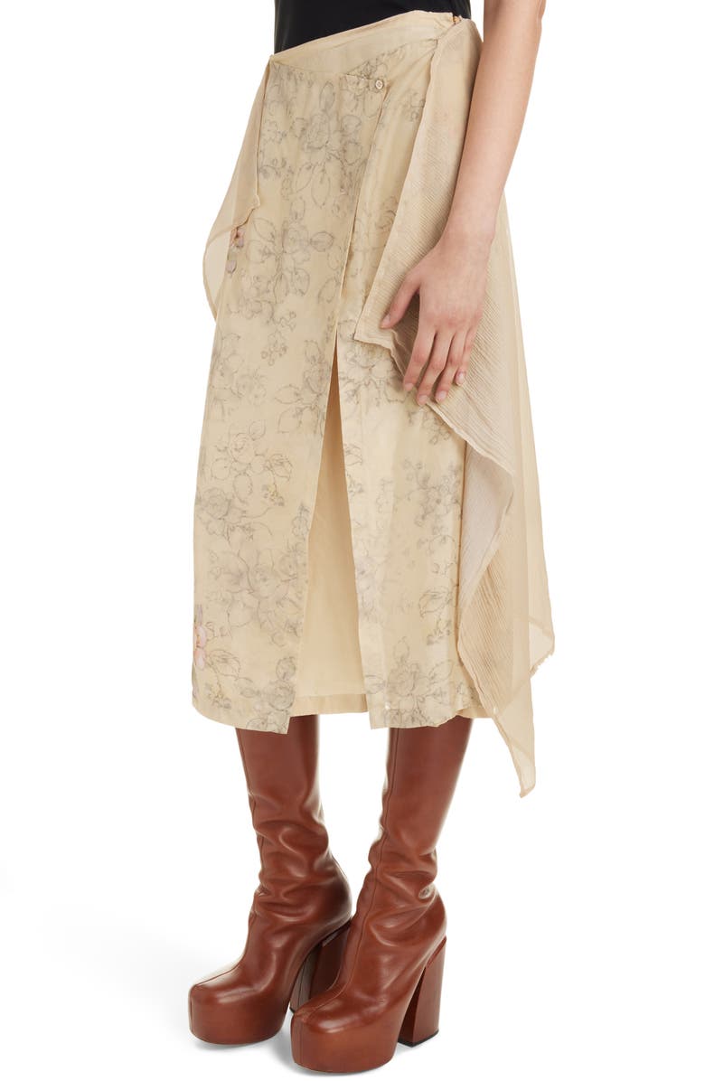 Dries Van Noten Sosta Floral Layered Mixed Media Silk Blend Skirt, Alternate, color,
