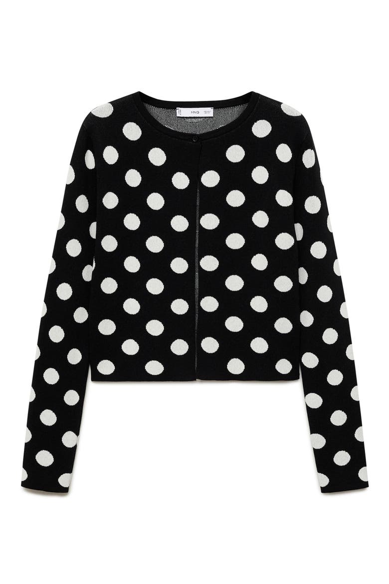 Polka Dot Cardigan, Alternate, color, BLACK