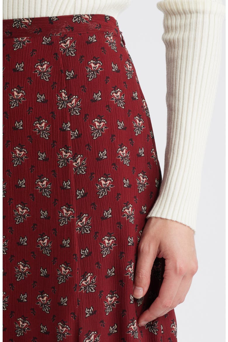 Rotelle Floral Handkerchief Hem Silk Chiffon Skirt, Alternate, color, OXBLOOD MULTI