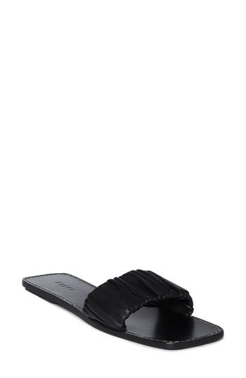 Staud Nina Ruched Slide Sandal In Black