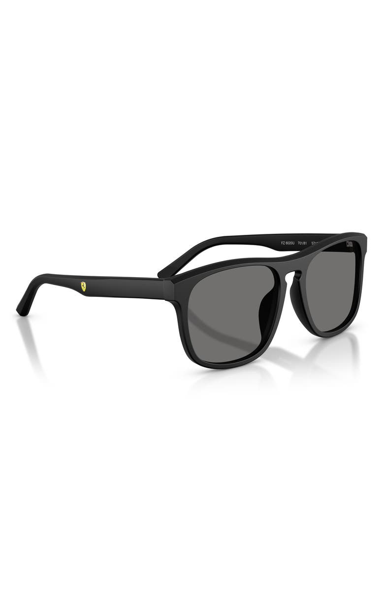 Scuderia Ferrari 57mm Polarized Square Sunglasses, Alternate, color, Black Matte / Polar Dark Grey