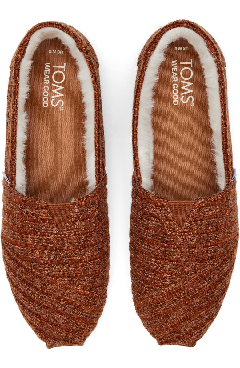 TOMS Alpargata Rib Faux Fur Lined Slip-On, Alternate, color, Medium Orange