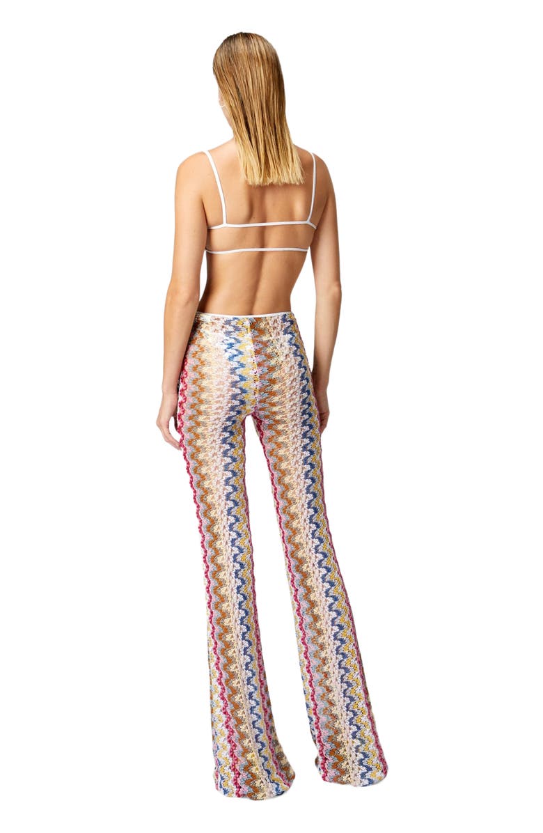 Missoni Low-rise Flared Trousers In Lamé Viscose Lace, Alternate, color, 