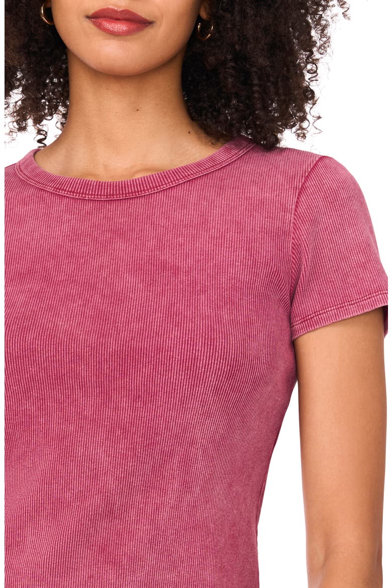 Ribbed Washed T-Shirt, Alternate, color, RHODODENDRON