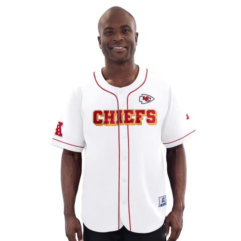 Men's Starter  White Kansas City Chiefs Relay Full-Button Baseball Jersey