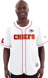STARTER Men's Starter White Kansas City Chiefs Relay Full-Button Baseball Jersey