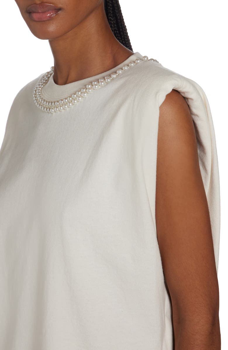 Golden Goose Imitation Pearl Embellished Cotton Shoulder Pad Tank, Alternate, color, 