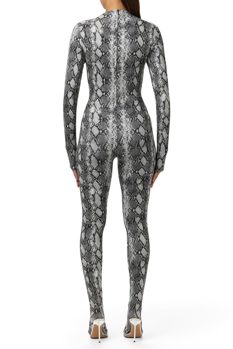Animal Print Closed Toe Jumpsuit, Alternate, color, GREY SNAKESKIN