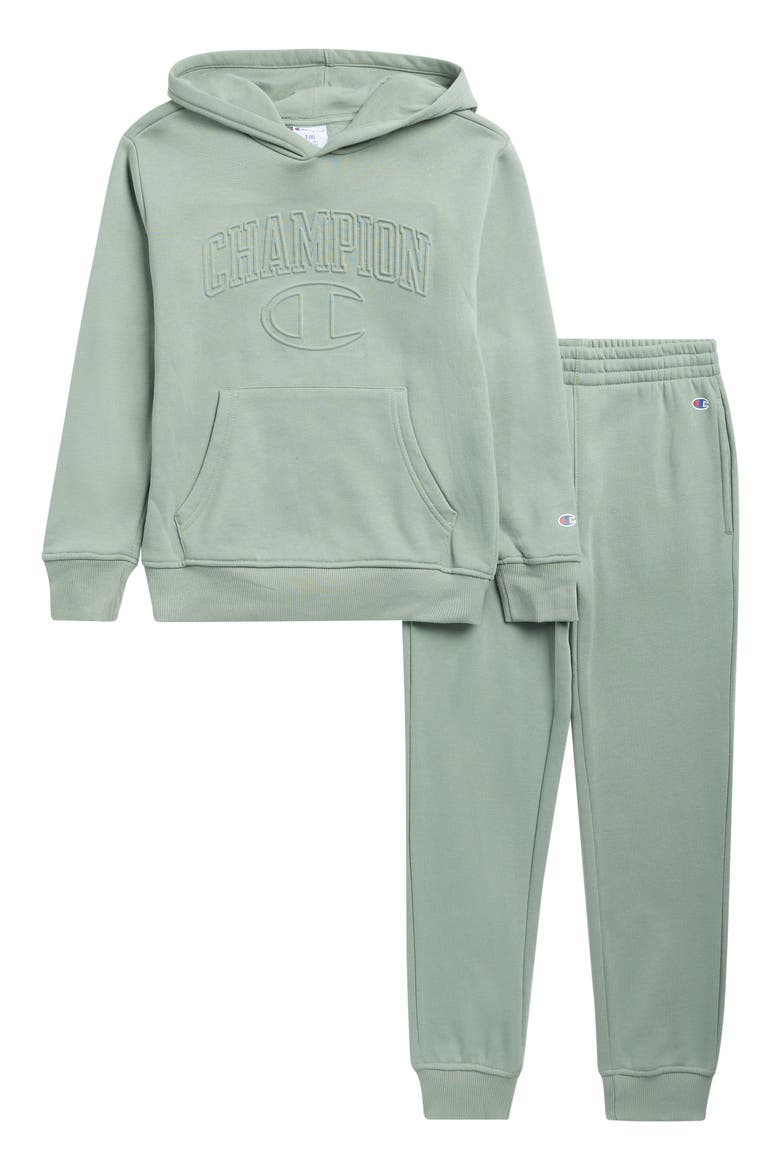 Kids' Embossed Hoode & Joggers Set, Main, color, LILY PAD