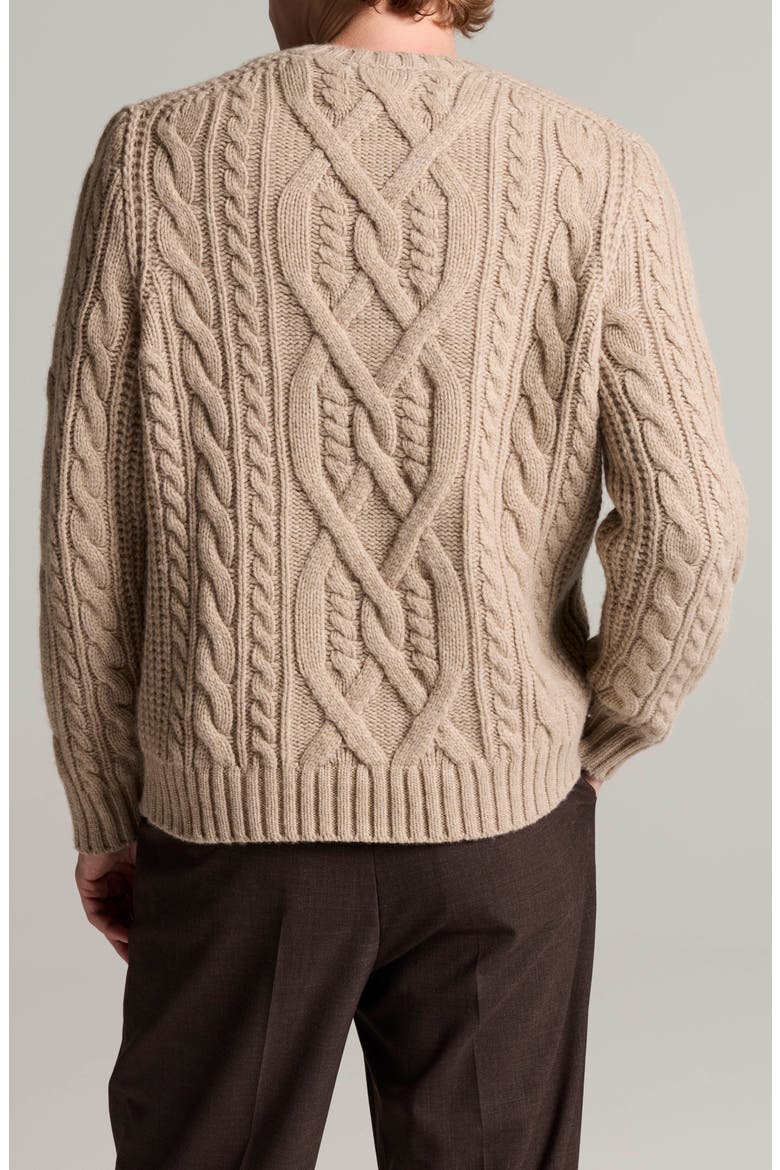 Mega Cable Crewneck Sweater, Alternate, color, H OATMEAL