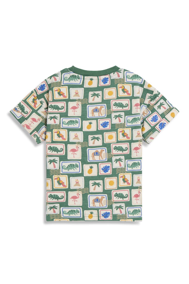 Tropical Postcard Print T-Shirt & Shorts Set, Alternate, color, KHAKI