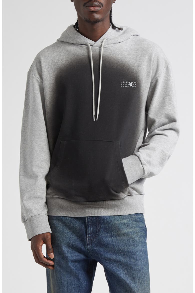 Spray Dot Motif Logo Graphic Hoodie, Main, color, LIGHT GREY