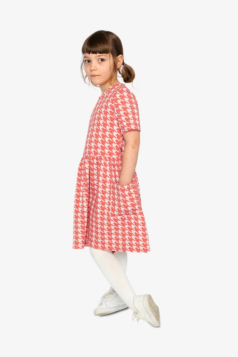 Short Sleeve Dress with Pockets Houndstooth, Alternate, color, Pink and White Houndstooth