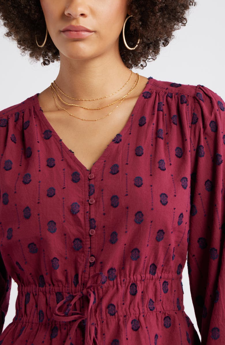 Treasure & Bond Tied Peplum Top, Alternate, color, Burgundy Rhode