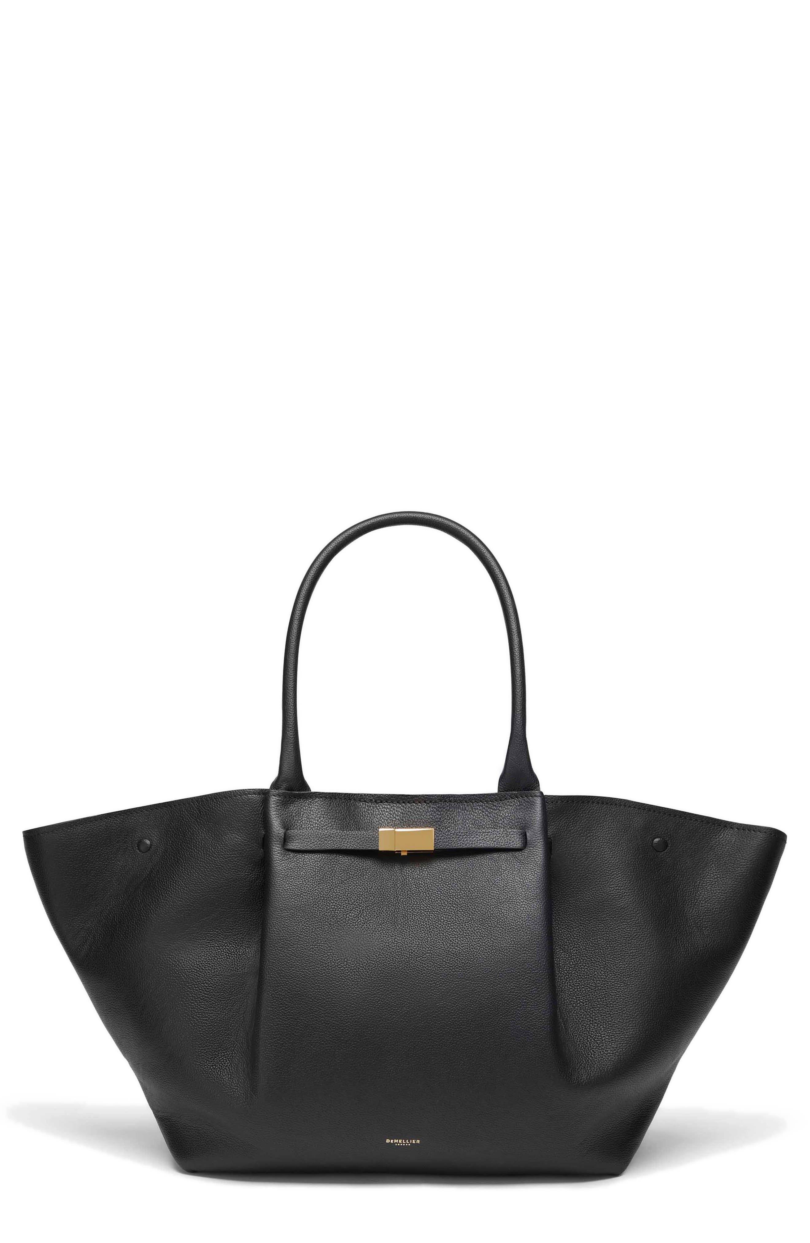 DeMellier New York Leather East/West Tote, Main, color, Black