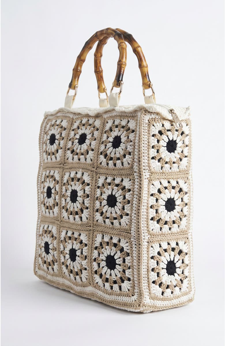Solomon & Sage Multi Granny Square Handmade Crochet Bag, Alternate, color, Beige Multi