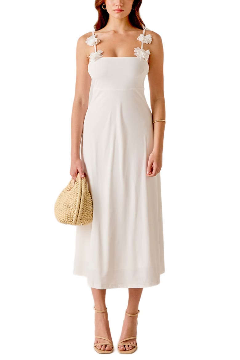 Rosette A-Line Dress, Main, color, WHITE