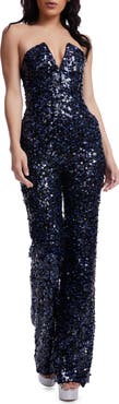 Dress the Population Fernanda Sequin Strapless Jumpsuit