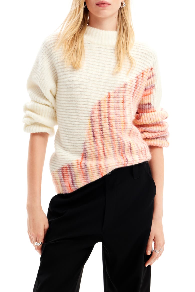 Asymmetric Design Pullover, Main, color, WHITE