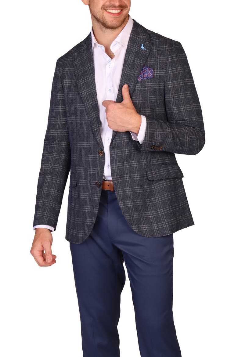 Modern Fit Glen Plaid Mèlange Sport Coat, Alternate, color, CHARCOAL