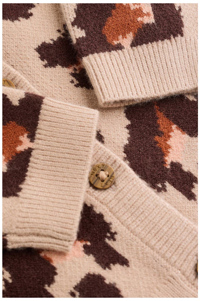 Leopard Jacquard Cardigan, Alternate, color, PINK