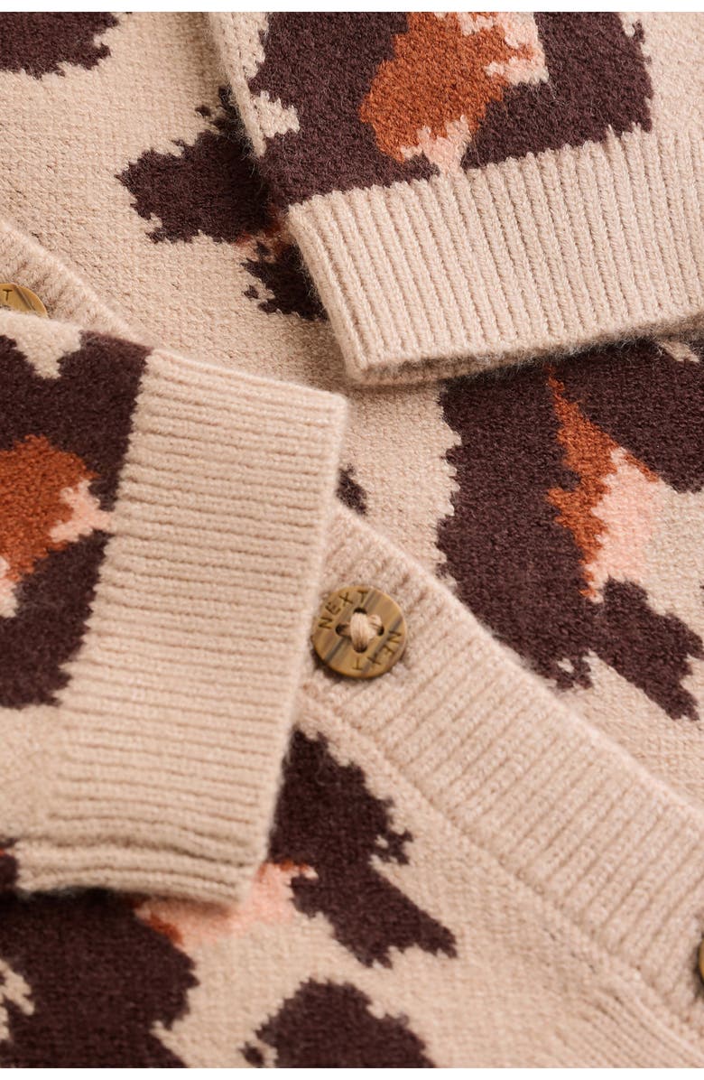NEXT Leopard Jacquard Cardigan, Alternate, color, Pink