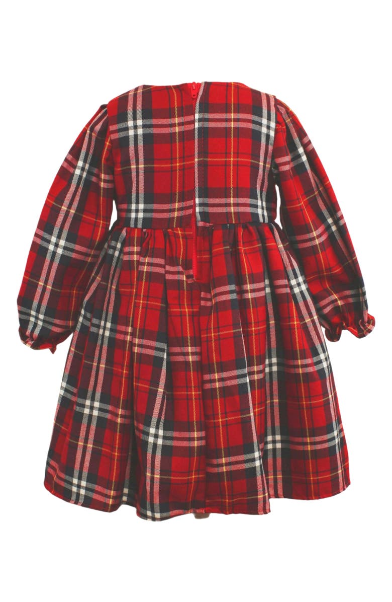 Popatu Kids' Plaid Bow Accent Long Sleeve Cotton Dress, Alternate, color, 