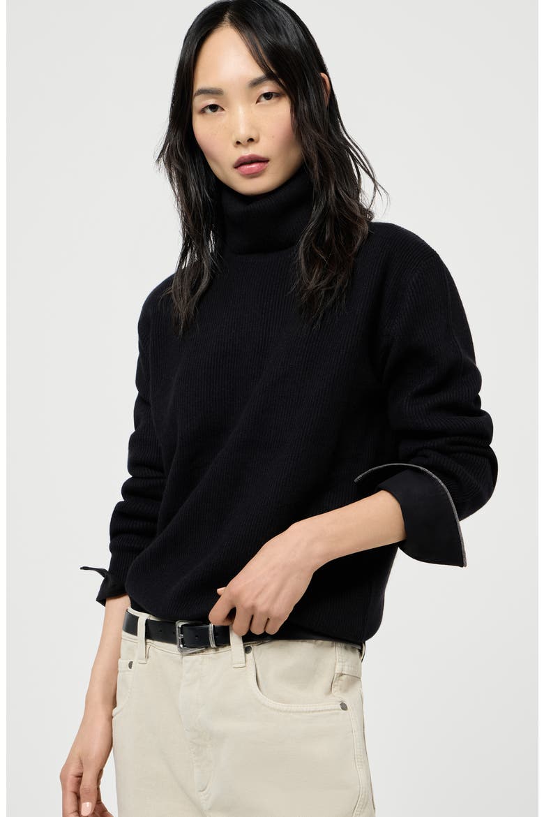 Cashmere English rib sweater, Alternate, color, Black
