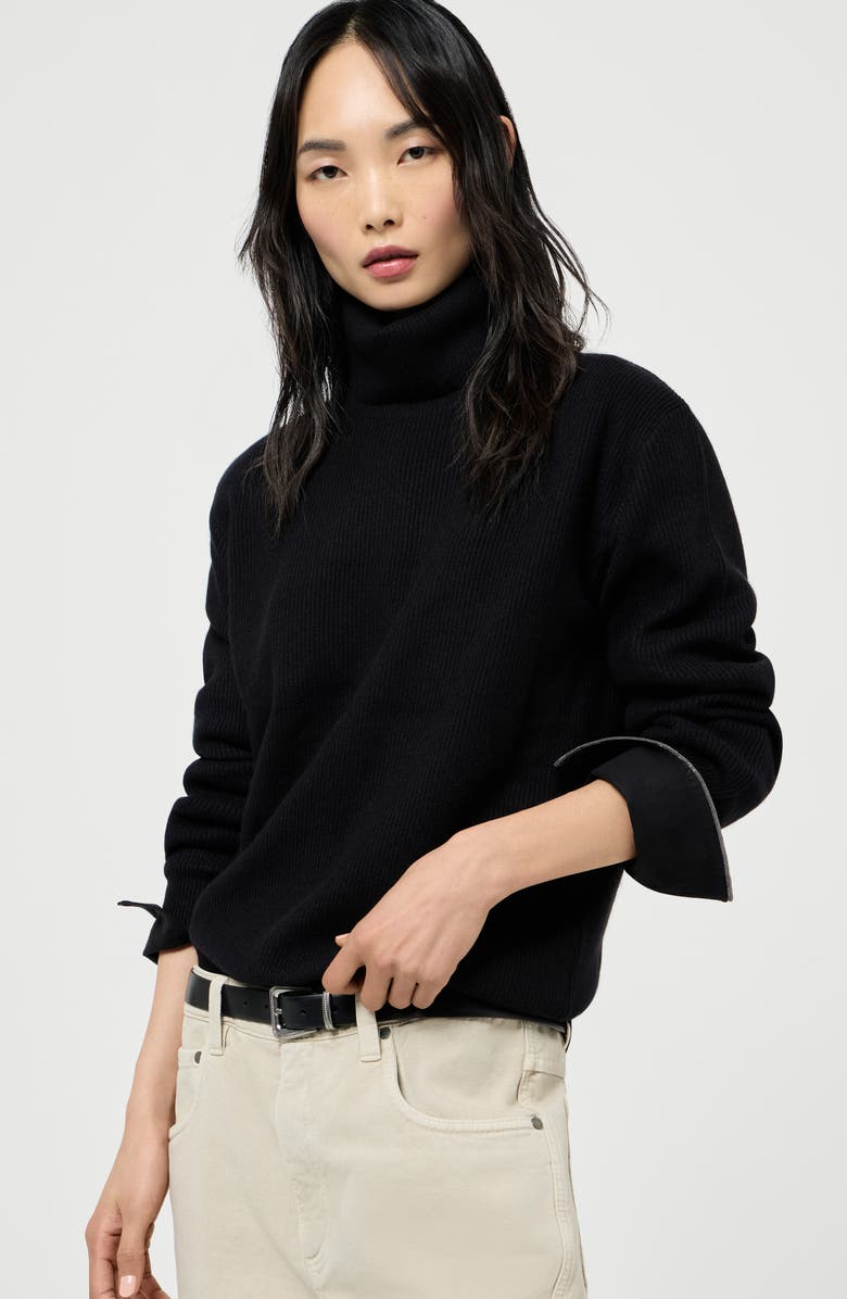 Brunello Cucinelli Cashmere English rib sweater, Alternate, color, Black